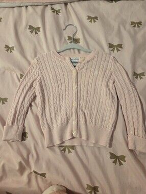 Ralph Lauren Light Pink Cable-Knit Cotton Cardigan